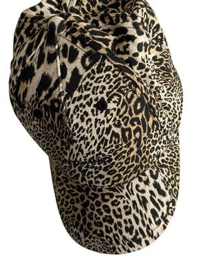 All Saints Leopard Print Baseball Cap in Black and Cream